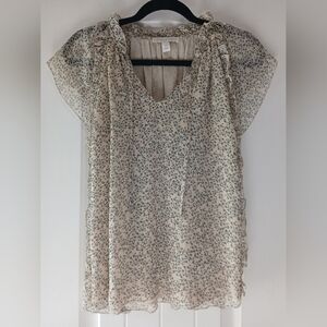 Chelsea & Violet Cream and Blue Patterned Blouse Size Xsmall